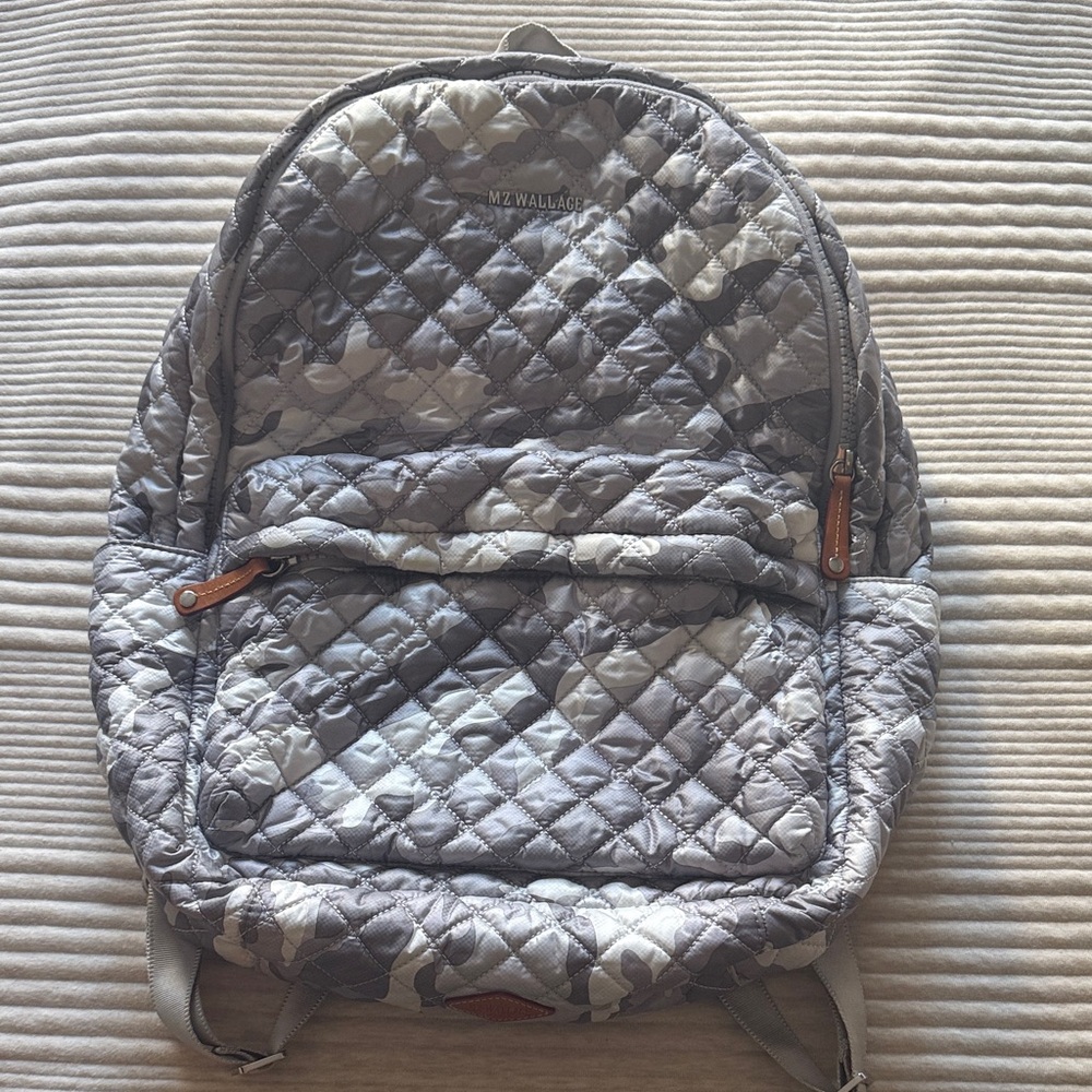 MZ Wallace Gray Camo Quilted Backpack